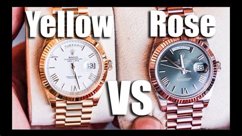 rolex day date yellow gold vs rose gold